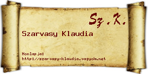 Szarvasy Klaudia névjegykártya